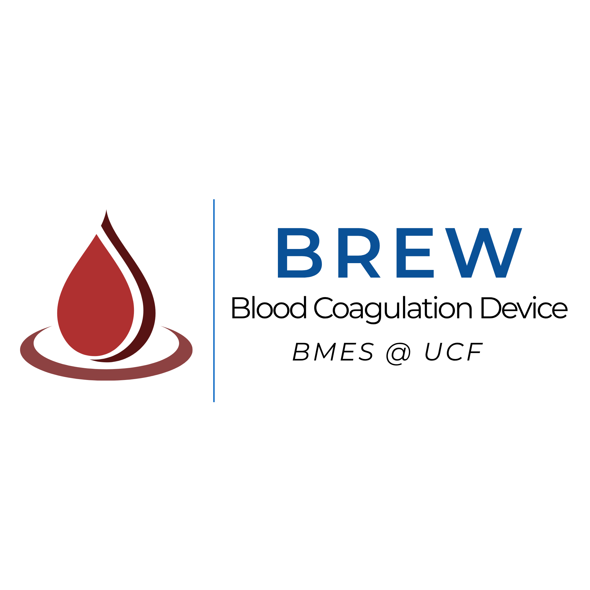 BREW logo with a stylized blood drop