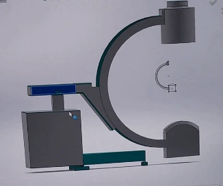 CAD view of the GRACE C-arm with its upper assembly raised